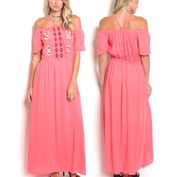 Boho Maxi Dress Embroidered Chic Long Dress bohemian long loose dress - Picture 1 of 7